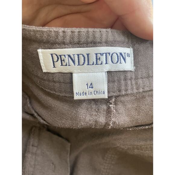 Pendleton Linen Blend Womens Skirt Brown Size 14 Mid Length Tie Waist‎ - Picture 2 of 11